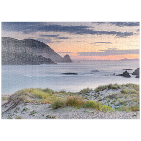 Darstellung des Puzzle-Motivs Abend am Strand Praia de A Mouriillá bei Valdoviño – Puzzleteile: 1000