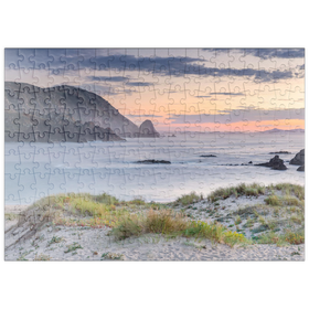Darstellung des Puzzle-Motivs Abend am Strand Praia de A Mouriillá bei Valdoviño – Puzzleteile: 200