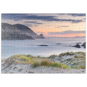 Darstellung des Puzzle-Motivs Abend am Strand Praia de A Mouriillá bei Valdoviño – Puzzleteile: 500