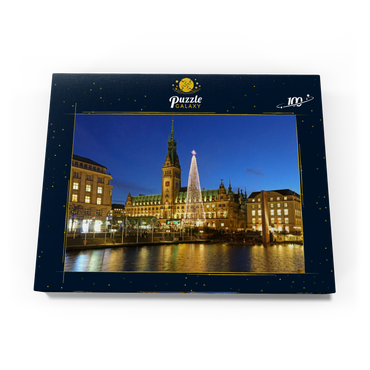 Kleine Alster mit Weihnachtsbaum und Rathaus, Hamburg, Deutschland 100 Puzzle Schachtel Ansicht3