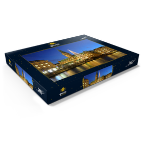 Darstellung des Puzzle Motivs Kleine Alster mit Weihnachtsbaum und Rathaus, Hamburg, Deutschland - Puzzleteile: 200