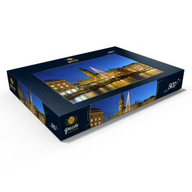 Darstellung des Puzzle Motivs Kleine Alster mit Weihnachtsbaum und Rathaus, Hamburg, Deutschland - Puzzleteile: 500