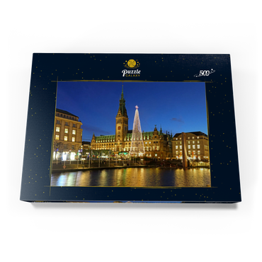 Kleine Alster mit Weihnachtsbaum und Rathaus, Hamburg, Deutschland 500 Puzzle Schachtel Ansicht3