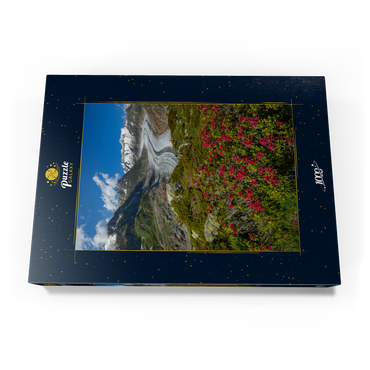 Alpenrosenblüte, Großer Aletschgletscher gegen Wannenhorn (3906m) 1000 Puzzle Schachtel Ansicht3