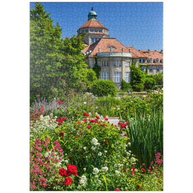 Darstellung des Puzzle-Motivs Botanischer Garten zur Zeit der Rosenblüte, München – Puzzleteile: 1000