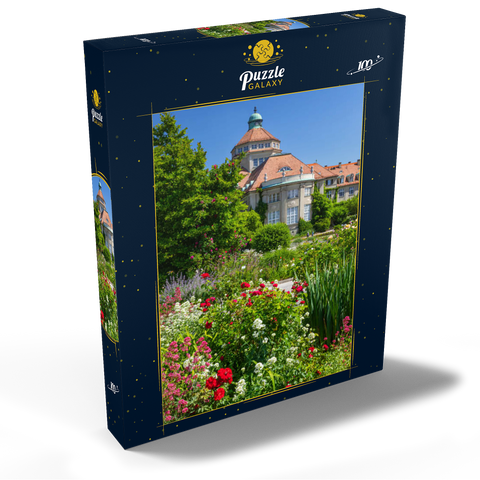 Botanischer Garten zur Zeit der Rosenblüte, München 100 Puzzle Schachtel Ansicht2