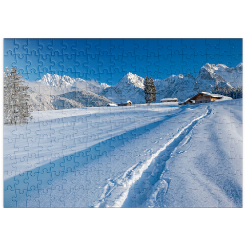 puzzleplate Buckelwiesen bei Mittenwald gegen Wörner (2474m) und Karwendelgebirge 200 Puzzle
