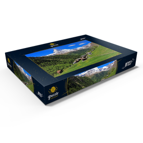 Darstellung des Puzzle Motivs Weiler Findeln gegen Matterhorn (4478m), Zermatt, Kanton Wallis, Schweiz - Puzzleteile: 1000