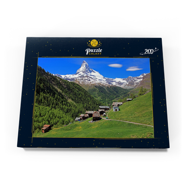 Weiler Findeln gegen Matterhorn (4478m), Zermatt, Kanton Wallis, Schweiz 200 Puzzle Schachtel Ansicht3