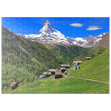 puzzleplate Weiler Findeln gegen Matterhorn (4478m), Zermatt, Kanton Wallis, Schweiz 200 Puzzle