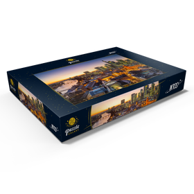 Alternative Darstellung des Puzzle-Motivs Blick zum Römer mit der Paulskirche an einem Abend im Dezember – Puzzleteile: 1000
