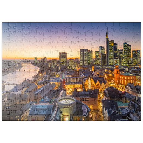 puzzleplate Blick vom Kaiserdom über die Neue Altstadt zum Römer mit der Paulskirche an einem Abend im Dezember 200 Puzzle