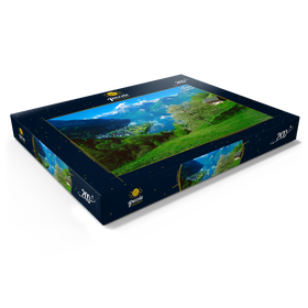 Alternative Darstellung des Puzzle-Motivs Blick auf das Dorf am See gegen Gitschen und Urirotstock – Puzzleteile: 200