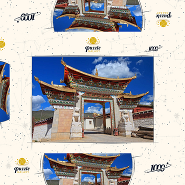 Westliches Eingangstor zum Kloster Ganden Songtsenling, Shangri-La Stadt, China 1000 Puzzle Schachtel 3D Modell