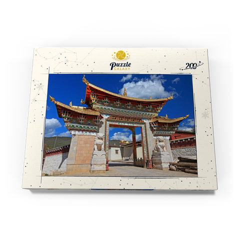 Westliches Eingangstor zum Kloster Ganden Songtsenling, Shangri-La Stadt, China 200 Puzzle Schachtel Ansicht3
