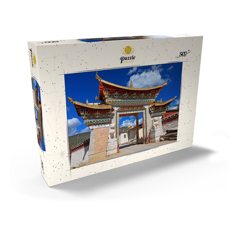 Westliches Eingangstor zum Kloster Ganden Songtsenling, Shangri-La Stadt, China 500 Puzzle Schachtel Ansicht2