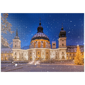 Darstellung des Puzzle-Motivs Kloster Ettal zur Weihnachtszeit – Puzzleteile: 1000