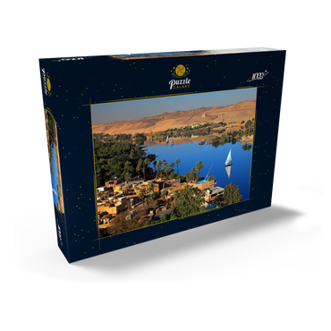 Nubisches Dorf auf der Insel Elephantine mit Blick über den Nil, Assuan, Ägypten 1000 Puzzle Schachtel Ansicht2
