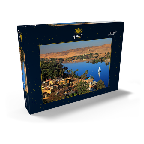 Nubisches Dorf auf der Insel Elephantine mit Blick über den Nil, Assuan, Ägypten 1000 Puzzle Schachtel Ansicht2