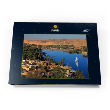 Nubisches Dorf auf der Insel Elephantine mit Blick über den Nil, Assuan, Ägypten 1000 Puzzle Schachtel Ansicht3