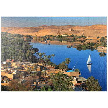 puzzleplate Nubisches Dorf auf der Insel Elephantine mit Blick über den Nil, Assuan, Ägypten 1000 Puzzle