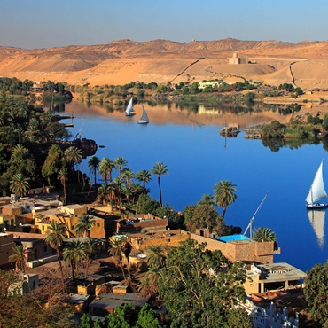 Nubisches Dorf auf der Insel Elephantine mit Blick über den Nil, Assuan, Ägypten 1000 Puzzle 3D Modell