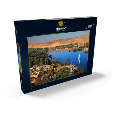 Nubisches Dorf auf der Insel Elephantine mit Blick über den Nil, Assuan, Ägypten 100 Puzzle Schachtel Ansicht2