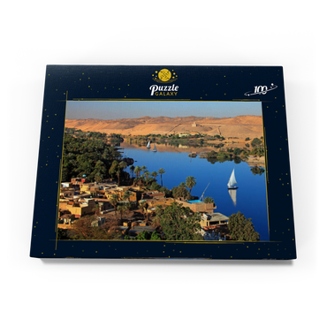 Nubisches Dorf auf der Insel Elephantine mit Blick über den Nil, Assuan, Ägypten 100 Puzzle Schachtel Ansicht3