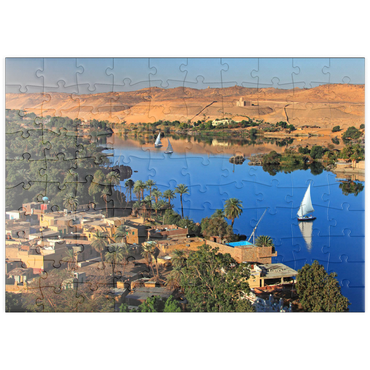 puzzleplate Nubisches Dorf auf der Insel Elephantine mit Blick über den Nil, Assuan, Ägypten 100 Puzzle