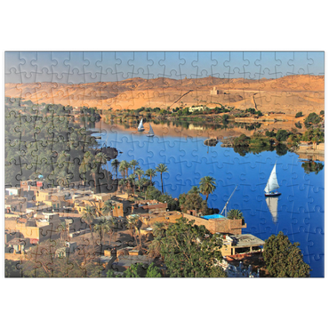 puzzleplate Nubisches Dorf auf der Insel Elephantine mit Blick über den Nil, Assuan, Ägypten 200 Puzzle