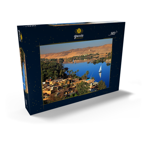 Nubisches Dorf auf der Insel Elephantine mit Blick über den Nil, Assuan, Ägypten 500 Puzzle Schachtel Ansicht2