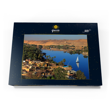 Nubisches Dorf auf der Insel Elephantine mit Blick über den Nil, Assuan, Ägypten 500 Puzzle Schachtel Ansicht3