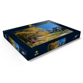 Darstellung des Puzzle Motivs Herbst auf der Seiser Alm (1700 - 2300m) gegen Langkofelgruppe (3181m) - Puzzleteile: 100