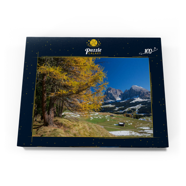 Herbst auf der Seiser Alm (1700 - 2300m) gegen Langkofelgruppe (3181m), Trentino-Südtirol 100 Puzzle Schachtel Ansicht3