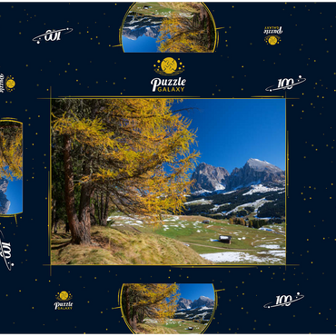 Herbst auf der Seiser Alm (1700 - 2300m) gegen Langkofelgruppe (3181m), Trentino-Südtirol 100 Puzzle Schachtel 3D Modell