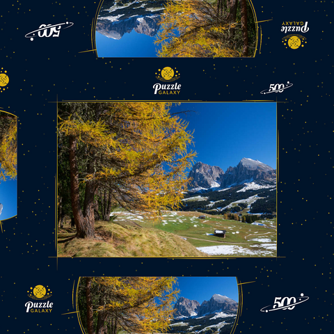 Herbst auf der Seiser Alm (1700 - 2300m) gegen Langkofelgruppe (3181m), Trentino-Südtirol 500 Puzzle Schachtel 3D Modell