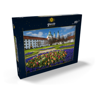 Blick aus dem Hofgarten auf die barocke Basilika St. Lorenz im Frühling 100 Puzzle Schachtel Ansicht2