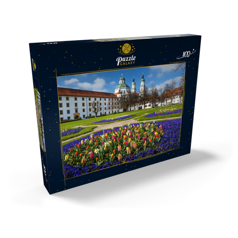 Blick aus dem Hofgarten auf die barocke Basilika St. Lorenz im Frühling 100 Puzzle Schachtel Ansicht2