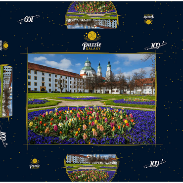 Blick aus dem Hofgarten auf die barocke Basilika St. Lorenz im Frühling 100 Puzzle Schachtel 3D Modell