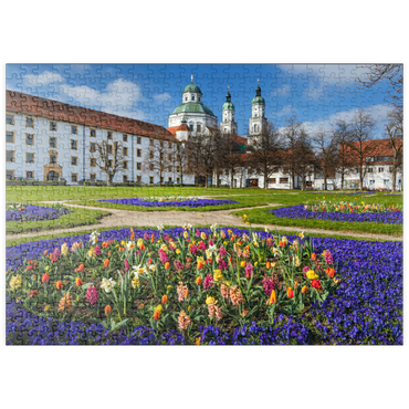 puzzleplate Blick aus dem Hofgarten auf die barocke Basilika St. Lorenz im Frühling 500 Puzzle