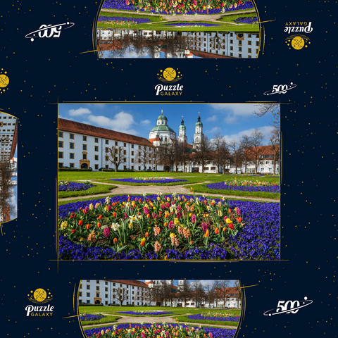 Blick aus dem Hofgarten auf die barocke Basilika St. Lorenz im Frühling 500 Puzzle Schachtel 3D Modell