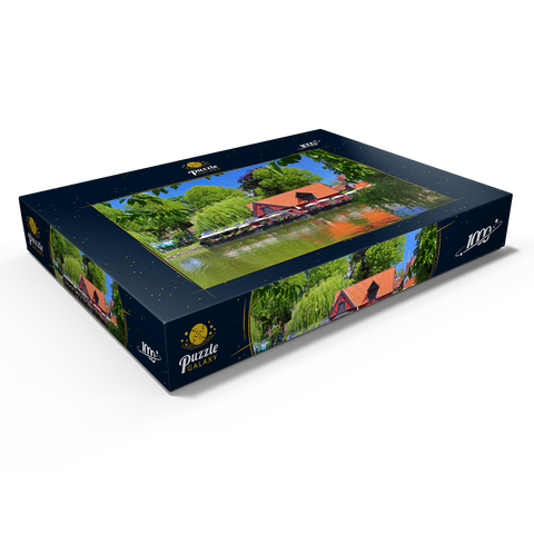 Kleiner Teich mit Restaurant Faergekroen im Vergnügungspark Tivoli 1000 Puzzle Schachtel Ansicht1