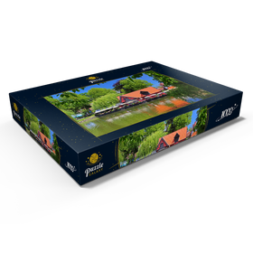 Darstellung des Puzzle Motivs Kleiner Teich mit Restaurant Faergekroen im Vergnügungspark Tivoli - Puzzleteile: 1000