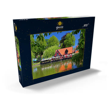 Kleiner Teich mit Restaurant Faergekroen im Vergnügungspark Tivoli 1000 Puzzle Schachtel Ansicht2