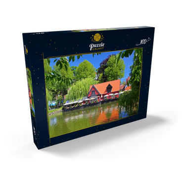 Kleiner Teich mit Restaurant Faergekroen im Vergnügungspark Tivoli 100 Puzzle Schachtel Ansicht2