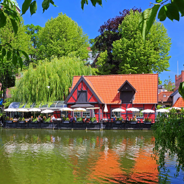 Kleiner Teich mit Restaurant Faergekroen im Vergnügungspark Tivoli 100 Puzzle 3D Modell