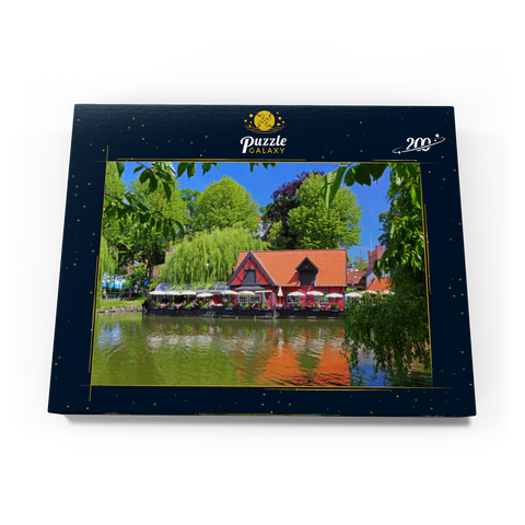 Kleiner Teich mit Restaurant Faergekroen im Vergnügungspark Tivoli 200 Puzzle Schachtel Ansicht3