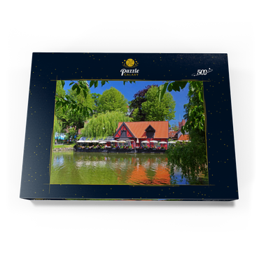 Kleiner Teich mit Restaurant Faergekroen im Vergnügungspark Tivoli 500 Puzzle Schachtel Ansicht3