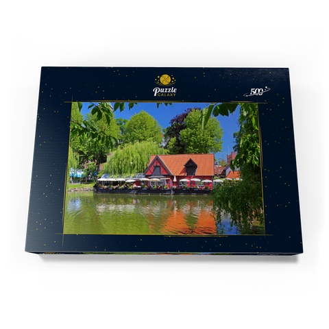 Kleiner Teich mit Restaurant Faergekroen im Vergnügungspark Tivoli 500 Puzzle Schachtel Ansicht3
