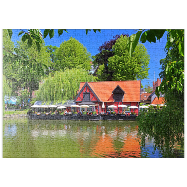 puzzleplate Kleiner Teich mit Restaurant Faergekroen im Vergnügungspark Tivoli 500 Puzzle